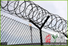 Razor wire airport fence