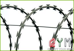 Galvanized concertina razorbarbed wire fence